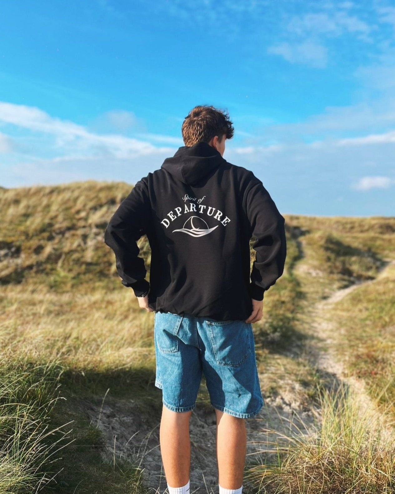 Hoodie Black Herren Backprint Spirit of Departure