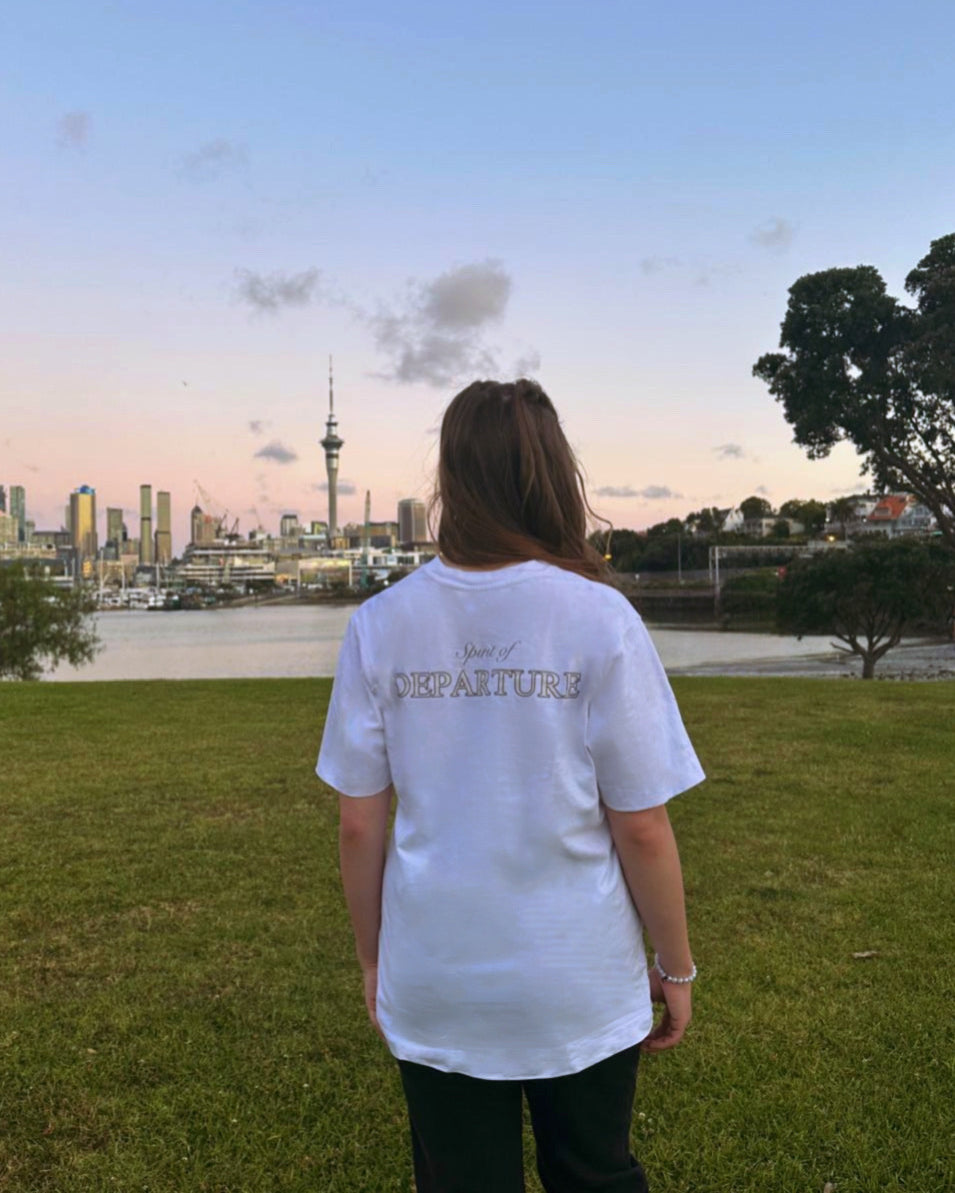 T-Shirt weiß Damen TEE White Women Backprint Spirit of Departure Streetwear