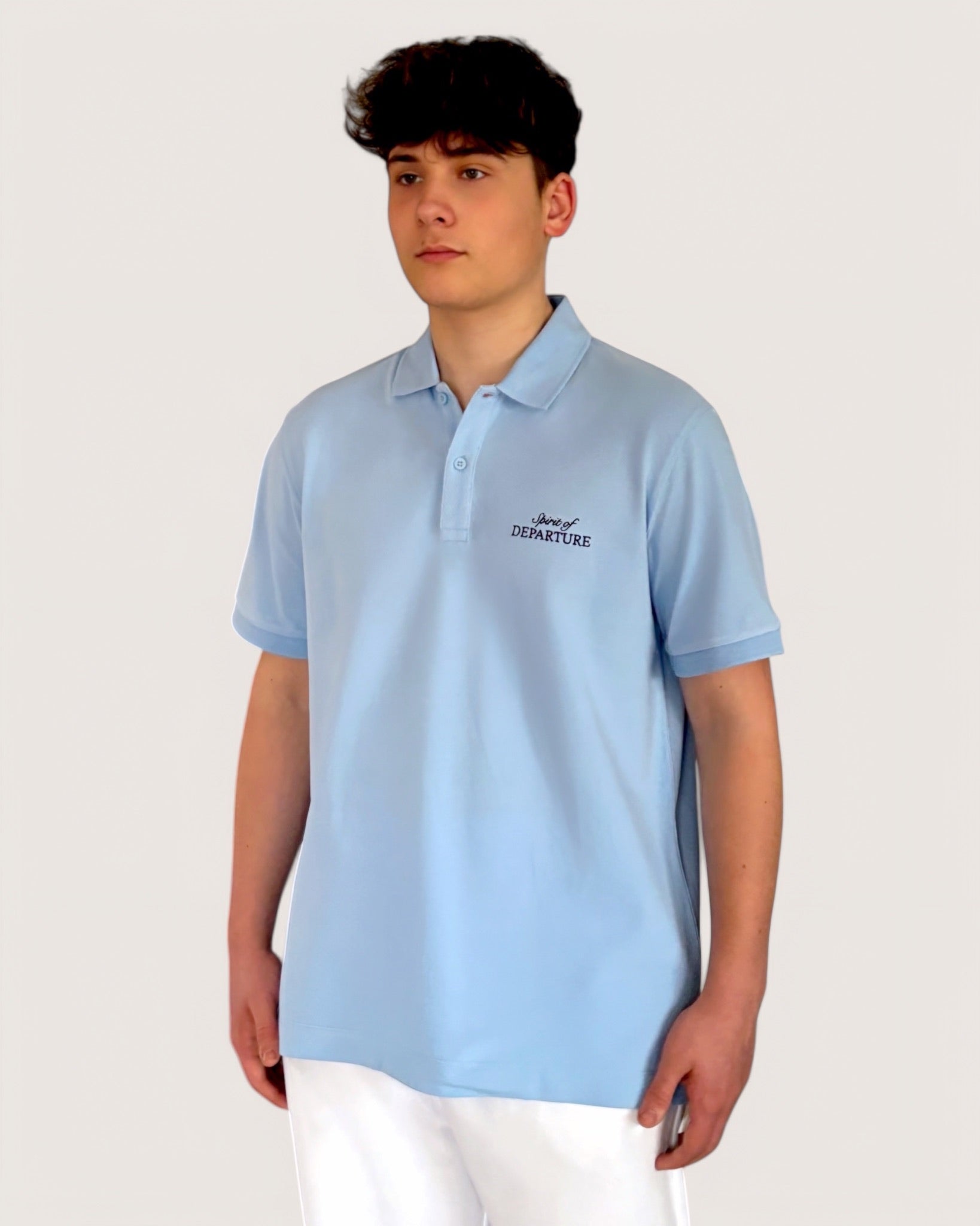 Polo Men Blue Polo Herren Hellblau mit Logo vorne Spirit of Departure Streetwear