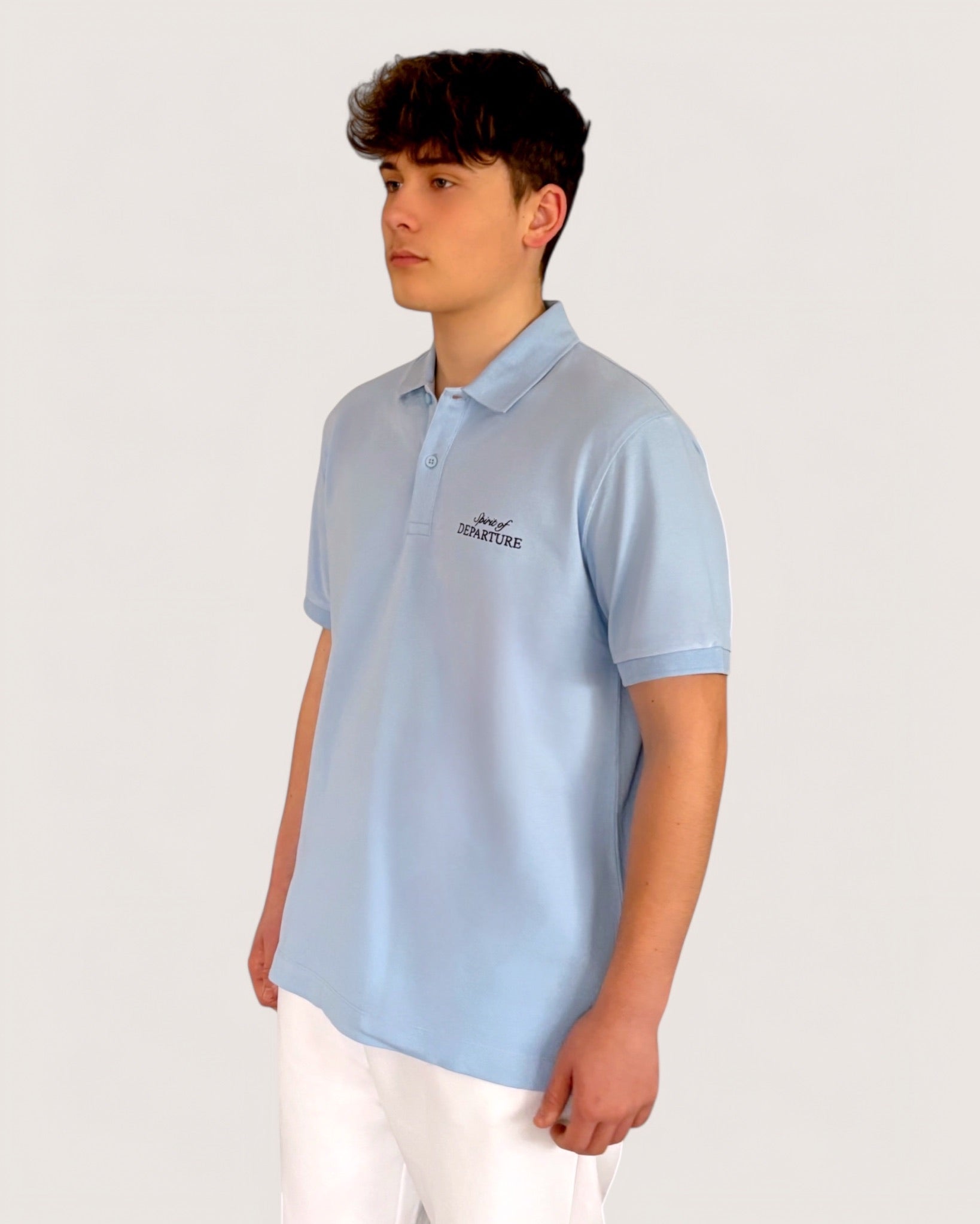 Polo Men Blue Polo Herren Hellblau mit Logo vorne Spirit of Departure Streetwear