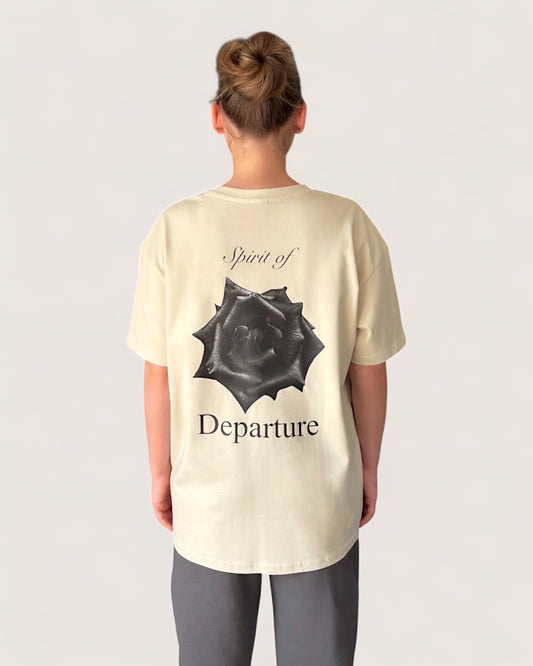 BLACK ROSE HEAVY TEE | CREAM